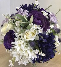 Artificial Wedding Bouquet, Bride, Bridal, Silk, Rose, Thistle, Agapanthus