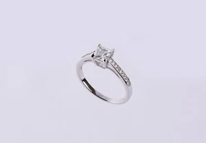 2Ct Princess Cut Simulated Diamond Women's Engagement Ring 14K White Gold Plated - Picture 1 of 3