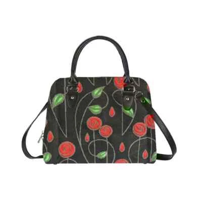 Signare Macintosh Simple Rose Black Art Tapestry Convertible Shoulder Grab Bag - Image 1 of 4