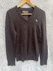 EZRA FITCH CASHMERE JUMPER SIZE UK SMALL BROWN V-NECK LONG SLEEVE