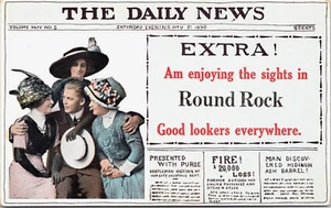 ROUND ROCK TEXAS : ENJOYING THE SIGHT : GOOD LOOKERS EVERYWHERE : GREETINGS RPPC - Picture 1 of 3