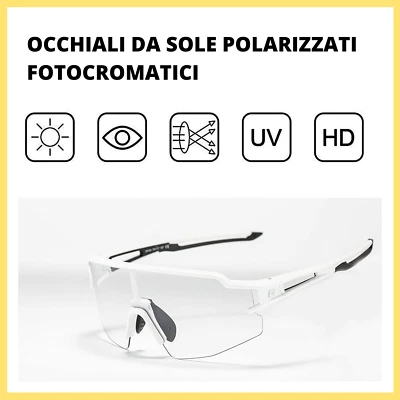 Occhiali da sole polarizzati fotocromatici unisex bici corsa mtb ciclismo uomo - Immagine 1 di 4