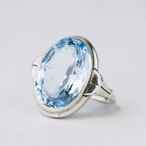 Ring Silber 835 Blauer Stein Größe 54 (17,2 mm Ø) 6,45 g - Bild 1 von 9