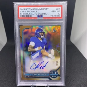 2021-22 Bowman University Chris Rodriguez Gold Refractor Auto /50 RC PSA 10 - Picture 1 of 3