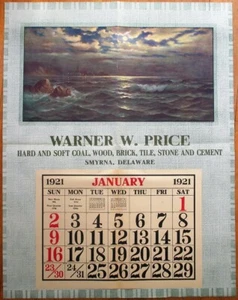 Smyrna, DE 1921 Werbekalender / RIESEN 29x37 Plakat: Kohle & Holz - Delaware - Bild 1 von 1