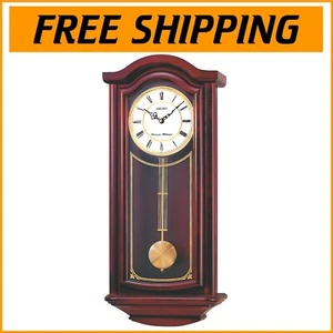 Classic Mahogany Pendulum Clock with Chimes - 31" Wall Art for Indoor Spaces - Picture 1 of 3