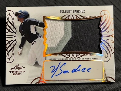 2021 Leaf Trinity PLAYER WORN PATCH ROOKIE AUTO Yolbert Sanchez , item 3 - Image 1 of 4