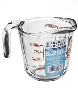 Anchor Hocking Glass 8 oz (1cup) Measuring Cup New - Picture 1 of 6
