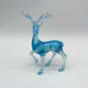 Iridescent Blue Acrylic Deer Reindeer Figurine Holiday Decor Approx 6” Tall - Picture 1 of 9