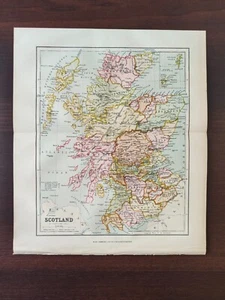 VINTAGE ORIGINAL COLOUR MAP-SCOTLAND- PUBL.W&R CHAMBERS LTD.- 1901 - Picture 1 of 4