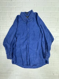 VTG Gillio Button Down Linen Shirt Men’s L Blue S/Sleeve - Picture 1 of 8