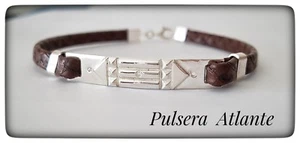 LEY SILVER SILVER LEATHER ATLAS LEATHER ATLAS BRACELET AND LEATHER - Picture 1 of 4