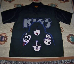NEW Vintage KISS Catalog FAREWELL TOUR Button Dress Collar Shirt Sz XL Dragonfly - Picture 1 of 5