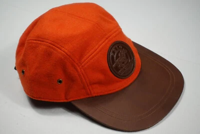 Polo Ralph Lauren Gorra Sombrero Naranja Lana Cuero Largo Bill Ecuestre RARO NUEVO CON ETIQUETAS Foto 1 de 4