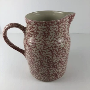 THE WORKSHOP OF GERALD E.HENN ROSEVILLE OHIO PINK & WHITE LG SPONGEWARE PITCHER - Picture 1 of 12