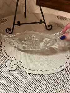 Vintage Anchor Hocking Star of David Clear Glass Oval Dish or Bowl 9.5" - Picture 1 of 4