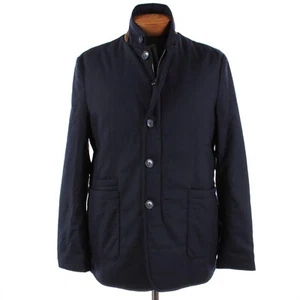 Zanella NWT Vitale Barberis Canonico Wool Car Coat w/ Suede Size L US In Navy - Picture 1 of 14