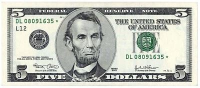 2003 Star $5 San Francisco Federal Reserve Note ☆☆ Great Collectible ☆☆ 635 - Image 1 of 2