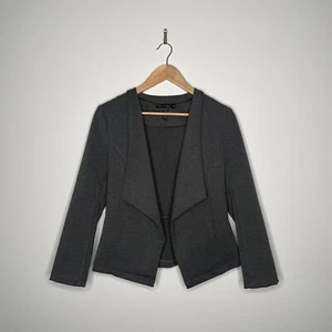 Portmans Women's Grey Basic Open Front Long Sleeve Draped Collar Jacket Size 10 - Picture 1 of 6