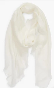 NWT NORDSTROM Cashmere & Silk Wrap Scarf in Ivory 78” X 28” $99 - Picture 1 of 4