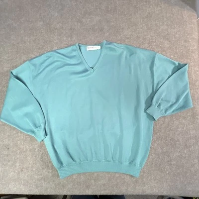 Vintage St Croix Knits Sweater Mens XXL Mint Waffle Knit V Neck Made in USA - Image 1 of 4