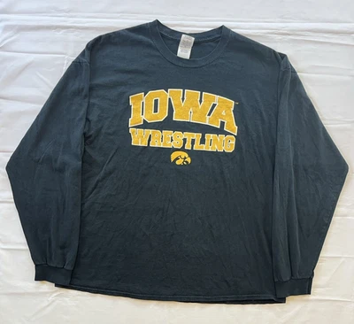 Vintage Y2K Nike Iowa Hawkeyes Wrestling Black Long Sleeve Shirt Men's 2XL Gable - Image 1 of 4