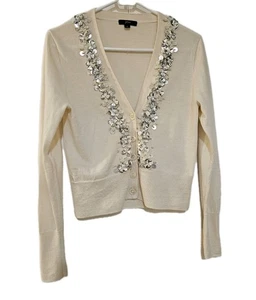 J. Crew Silver Beaded Ivory Strickjacke S - Bild 1 von 5