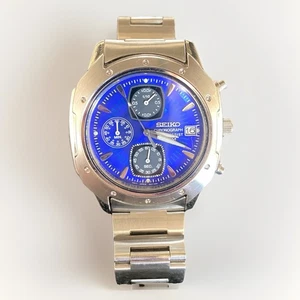 Seiko Chronograph V657-9060 Blau Quarz 40mm Herrenuhr Japan Werk 10Bar - Bild 1 von 10