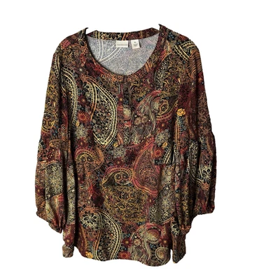 Blusa Westbound Talla XL Top Camisa Mangas 3/4 Cachemira Negra Roja Azul Amarilla Foto 1 de 4