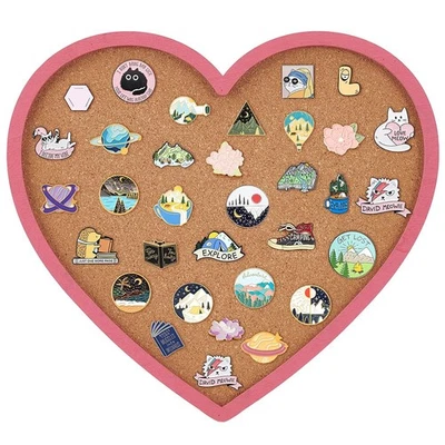 Pearl Pink Heart Pin Cork Board, 11.8x10.7inch Bulletin Display Board Wall Mo... - Image 1 of 4