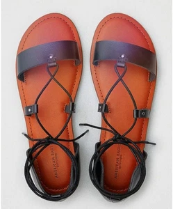 American Eagle Women’s Size 10 Black Boho Sandals New w/ Tag Ankle Tie Summer - Picture 1 of 7