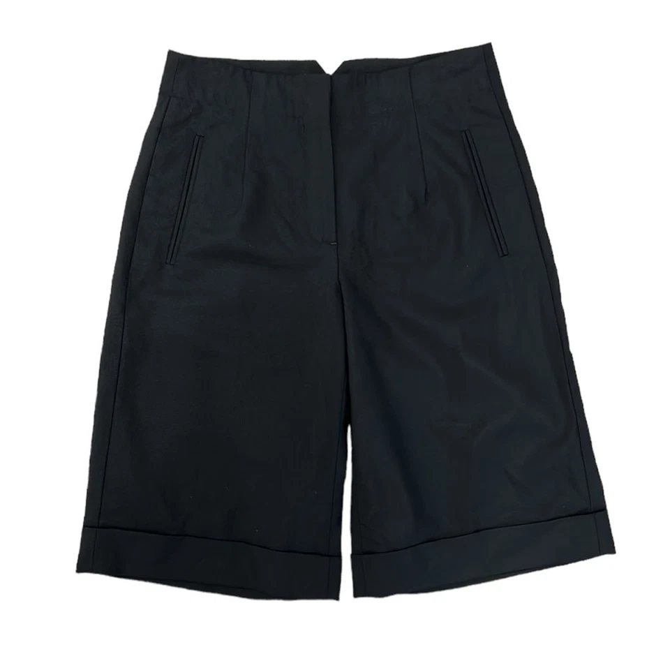 Pantalones cortos de vestir Theory negros con puños cintura alta para mujer talla 4 Foto 1 de 4