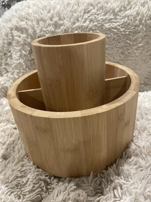 Lazy Susan Bamboo Round Turntable Kitchen Pantry Desk Gadget Organizer - Image 1 of 4