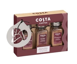 Costa Coffee Dusting Trio & Stencil Gift Set  - New - Picture 1 of 1