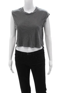 The Great Damen Cropped Basic dunkelgrau T-Shirt Baumwolle Elasthan Größe 0 - Bild 1 von 6
