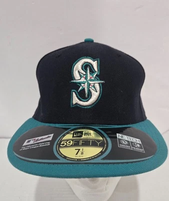 Бейсболка Seattle Mariners New Era размер 7 1/8 облегающая 59Fifty подлинная коллекция MLB - Изображение 1 из 4