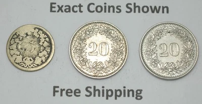 Switzerland Swiss coin collection 5 20 20 Rappen Free Shipping - Image 1 of 2