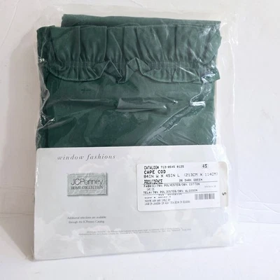 NIP JC Penney Home Collection Cape Cod 84x45" Dark Green Curtains (2) Ruffled - Image 1 of 4