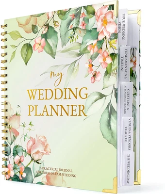 Organizador planificador de bodas con listas de verificación, pestañas y bolsillos de almacenamiento Foto 1 de 4