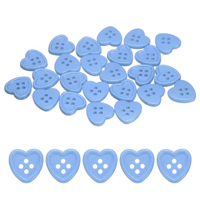 40pcs Heart Resin Sewing Button, 15mm 5/8" 4 Hole Sweater Buttons, Blue - Image 1 of 4