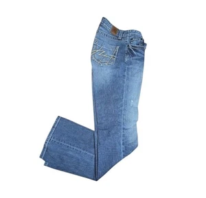 BKE Kate Med Wash Distressed Stretch Denim Low Rise Bootcut Jeans Size 29X33.5 - Picture 1 of 10