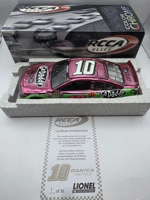 2013 Danica Patrick Elite Chrome Go Daddy Pink DIN #1 1:24 Diecast - Image 1 of 4