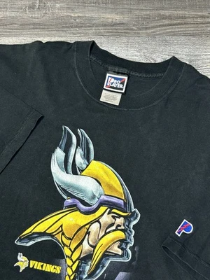 Винтажная черная футболка 90-х с логотипом профессионального игрока NFL Minnesota Vikings 2XL - Изображение 1 из 4