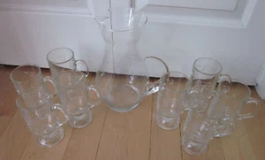 Princess House Crystal Pitcher, 8 Coffee /Beverage Mugs - Picture 1 of 5