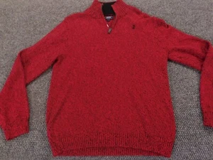 Izod Womens Sweater Extra Large Red pullover Quarter Zip stretch - Picture 1 of 12