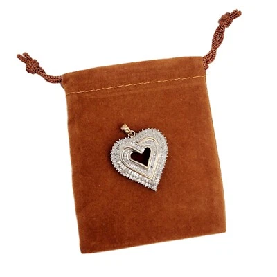 Vintage 1ct Diamond Heart Cluster Pendant Sterling Silver 925 Gold Inlay - Image 1 of 4