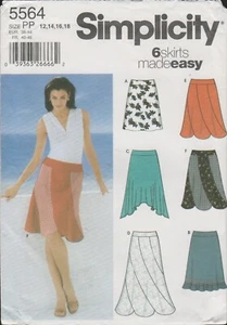 Simplicity 5564 Swirl Paneled Skirt Pattern Scalloped Hem Size 12 14 16 18 Uncut - Picture 1 of 4