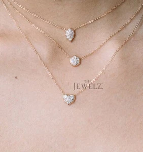 Collar colgante de corazón especial de diamantes de oro de 14 quilates de 0,40 quilates vs/F-G - The Jewelz - Imagen 1 de 4