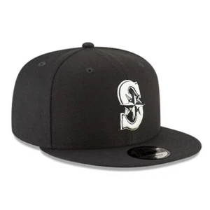 Brand New 9FIFTY Baseball Cap - MLB Seattle Mariners Basic Black Snapback Hat - Picture 1 of 4