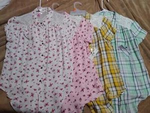 Lot of 4 No Boundaries Plaid/Flower Blouse Shirt  Nylon Lace Junior Sz M 7-9 - Picture 1 of 10